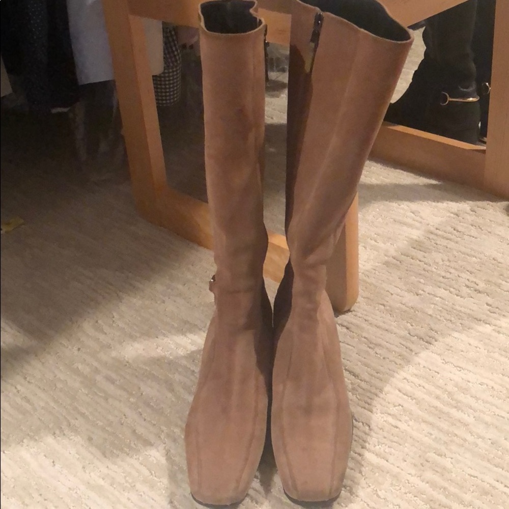 Prada tan low booties
